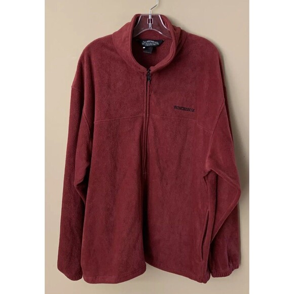 Rugged Sportsman Outdoors WINCHESTER Full Zip Fleece Jacket Sz XL Dark Red A10 - Picture 1 of 7